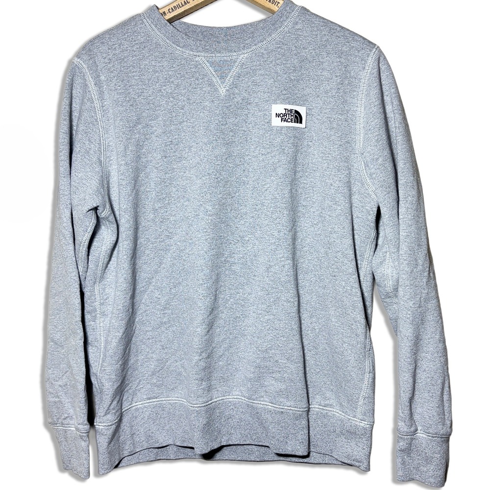 The North Face Heritage Patch Crewneck Fleece Sweater Sweatshirt Heather Grey M